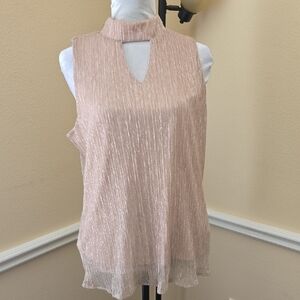 Adiva Elegant Sleeveless Pink Shimmety Top Large